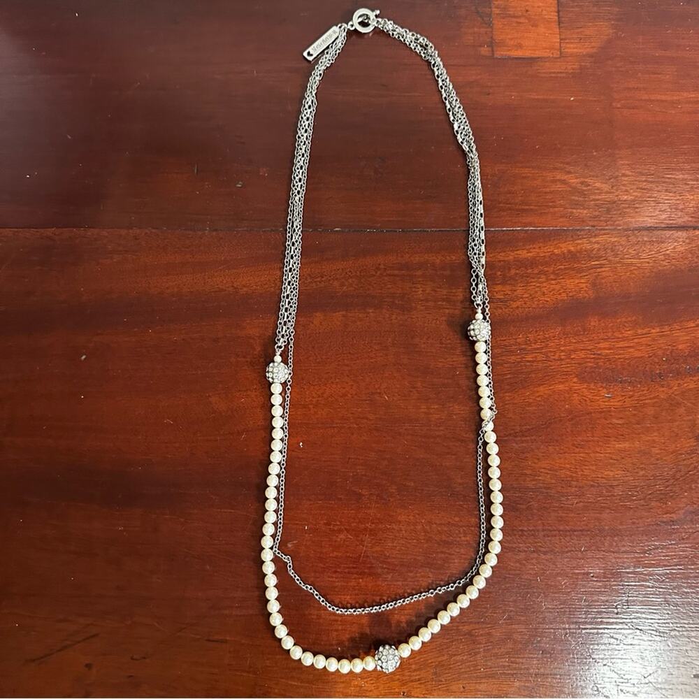 Sisi Amber Faux Pearl Chain Necklace Opera Maximalist Jewelry Classic 32” long